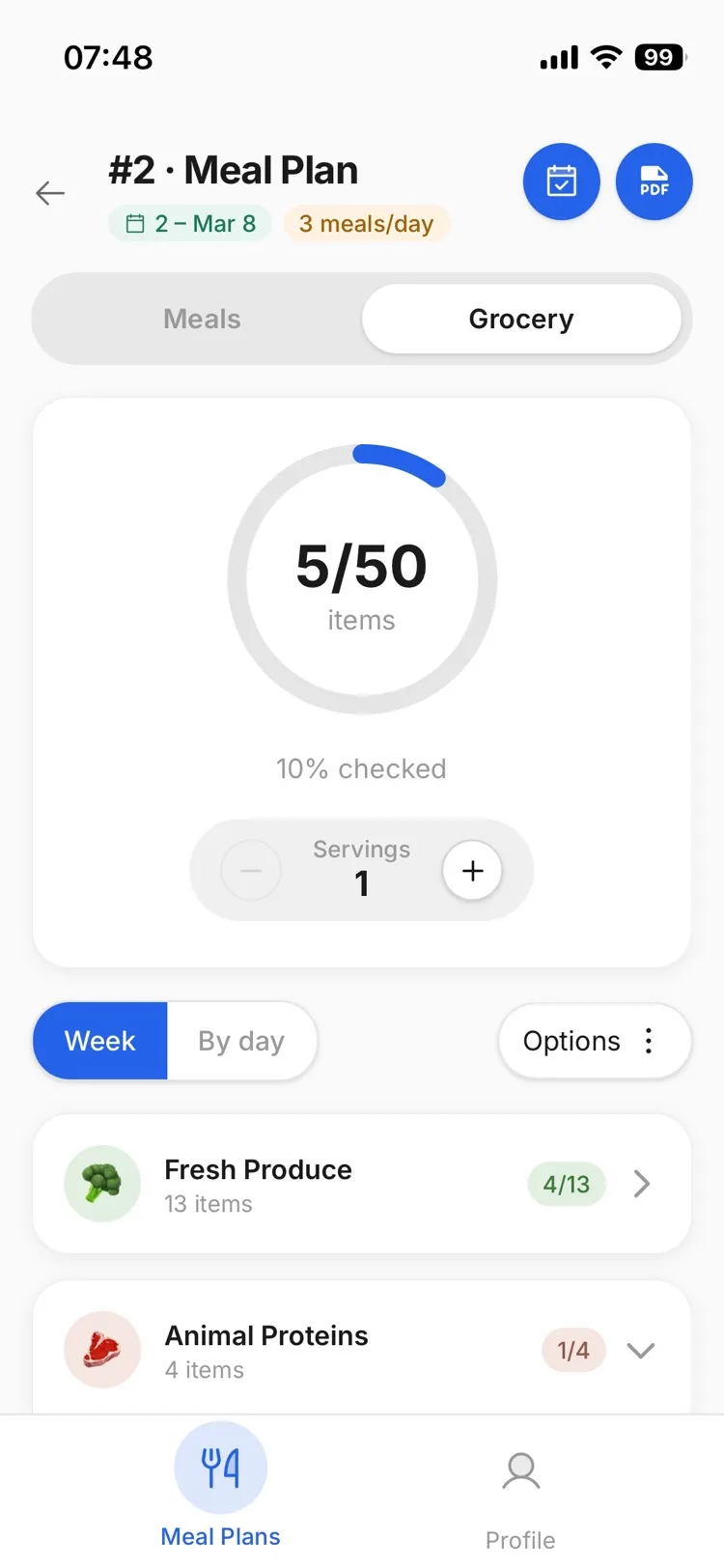 Promealplan grocery checklist