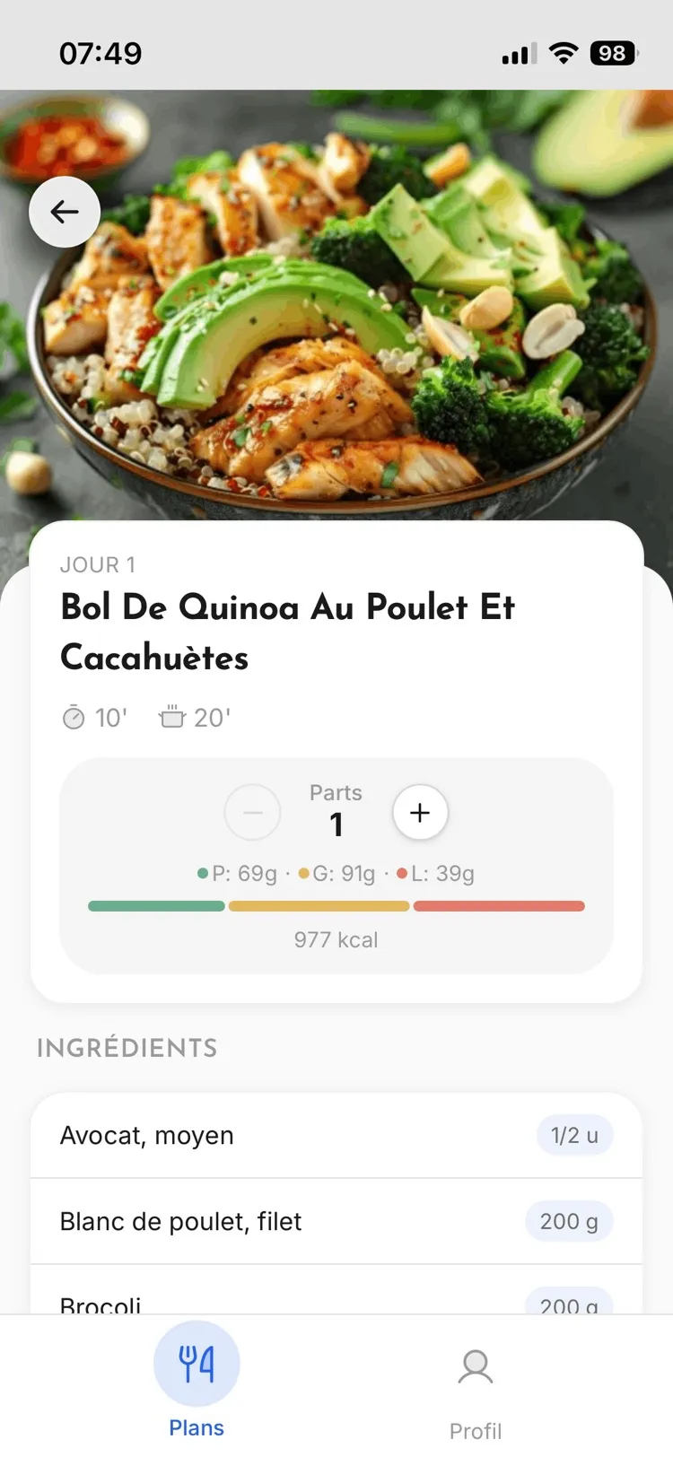 Promealplan client app recipe