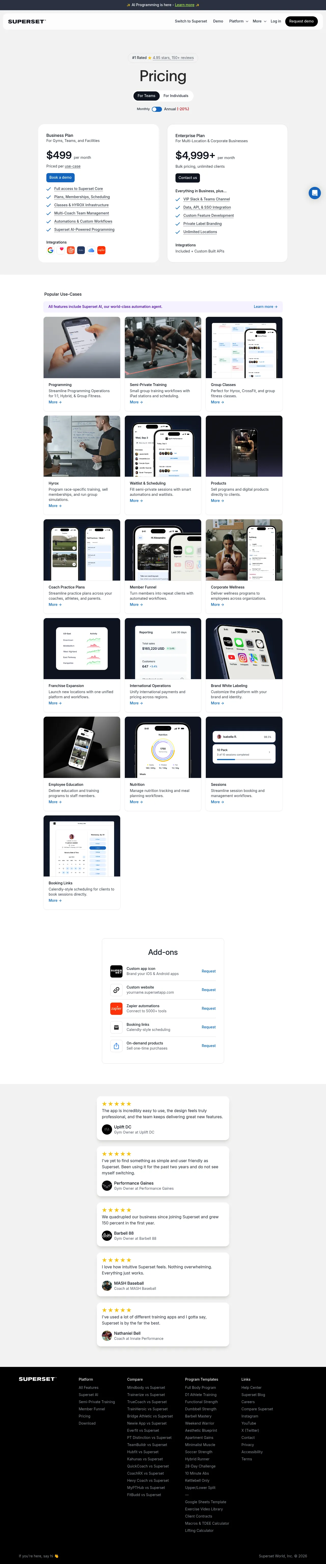 Superset App pricing page showing the free trial and custom quote model